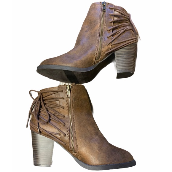 SM New York Shoes - SM New York Brown tie back booties with si…